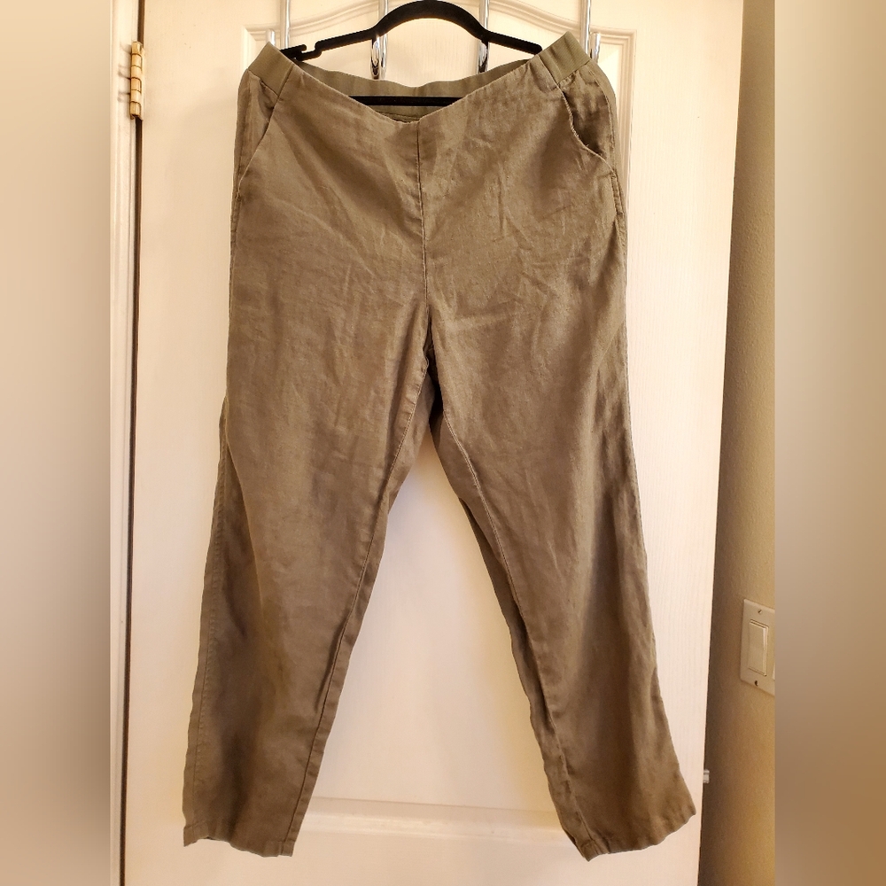 J. Jill Olive Green Linen Blend Pants